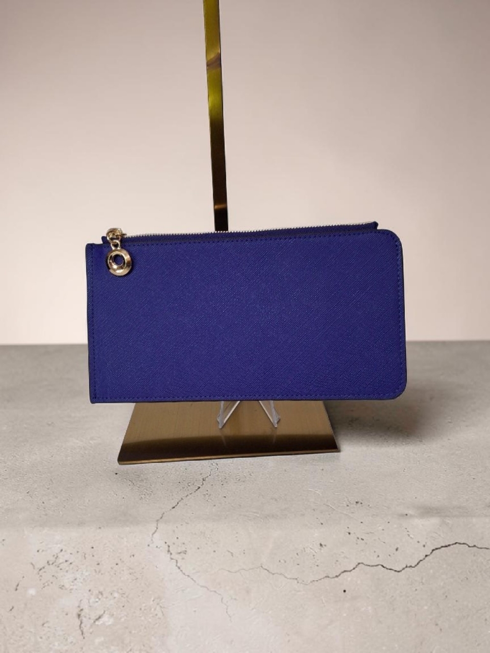 RFID Secure Double Flap Slim Zip Clutch Wallet in Blueish Purple 8x4